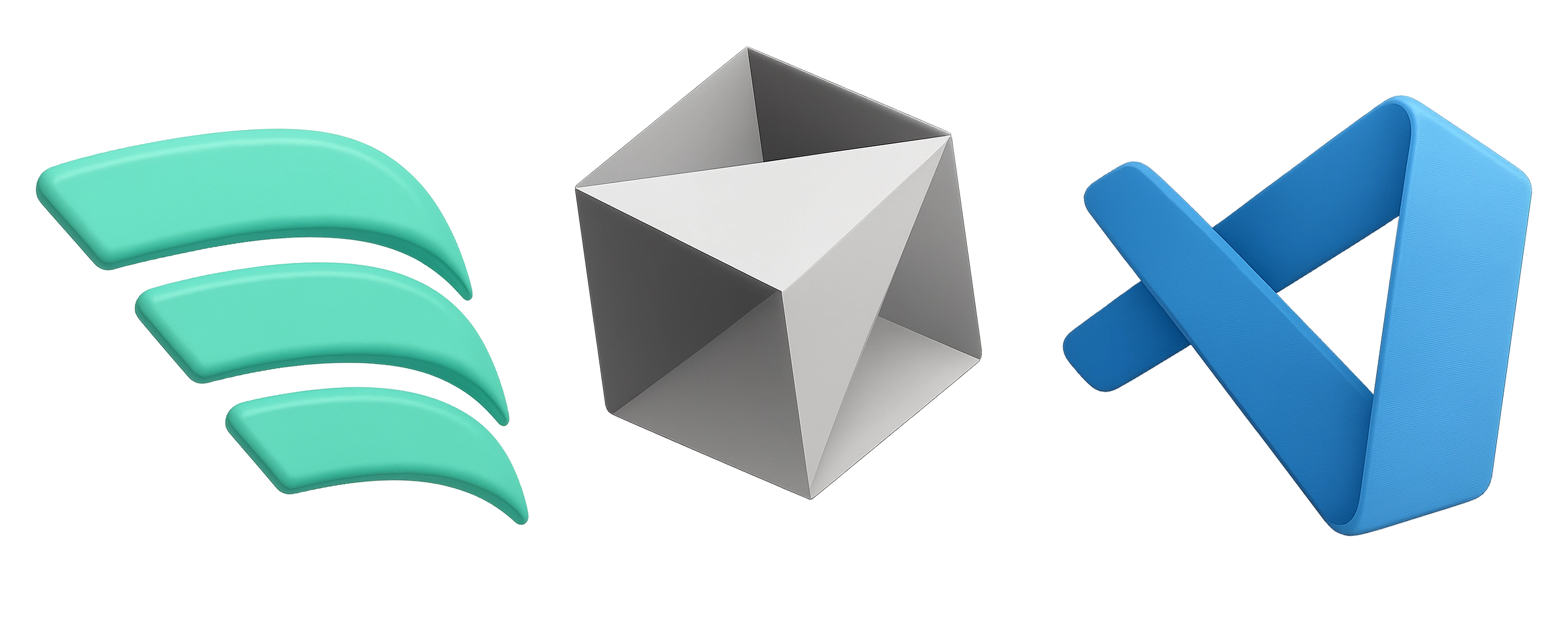 Code editor logos: Windsurf, Cursor, and VS Code