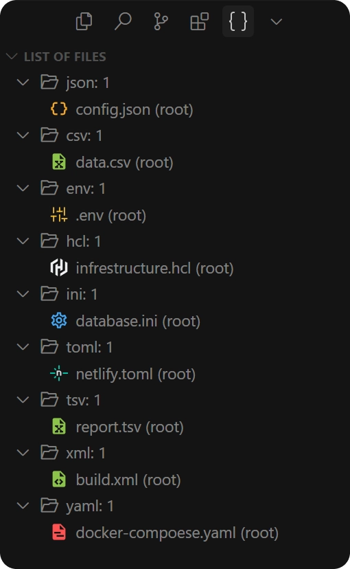 VS Code editor window showing a JSON file being opened with the JSONFlow extension